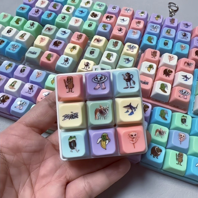 คีย์บอร์ดของเล่น,ปุ่ม Keycap ของขวัญ ความเครียดบรรเทา DIY คีย์บอร์ดเกมพวงกุญแจ กระเป๋าจี้ชายหญิง ลดความดัน ปุ่มลดความดัน