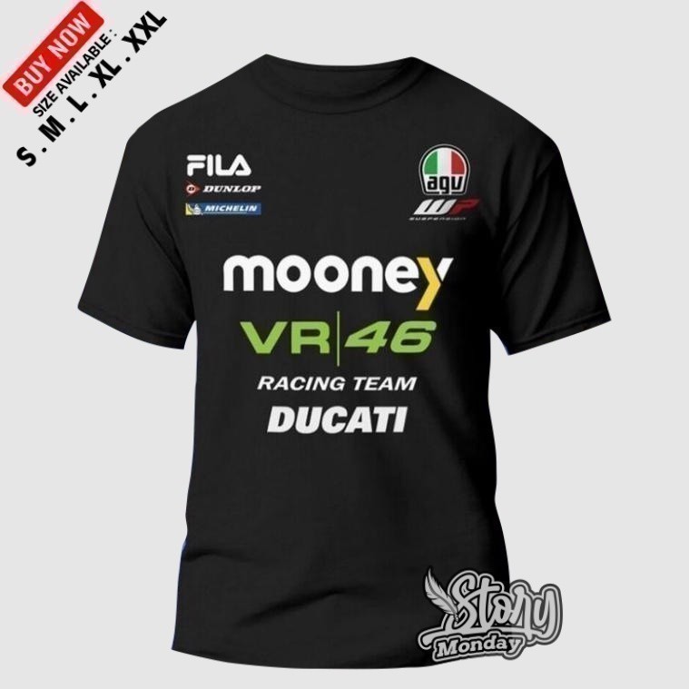 2025 แฟชั่นผู้ชาย Distro เสื้อยืดล่าสุด Mooney Vr 46 Racing Team Ducati Combed 30s