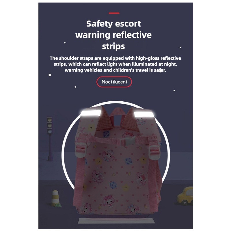 MOKO ชุดกระเป๋านักเรียน Hello Kitty & Kuromi กระเป๋าเป้+กล่องดินสอ เด็กอนุบาล ขนาด23x12x26ซม. น้ำหนักเบา - รูปที่ 5