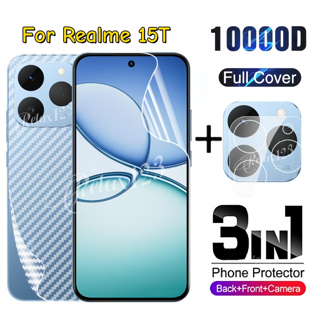 สําหรับRealme 15T 5G 2025 3in1 ด้านหน้าด้านหลังเลนส์Hydrogelฟิล์มสําหรับRealme 15 15Pro 15T Realme 15 Pro 15Trealme 4G 5G 2025 กล้องป้องกันฟิล์มหน้าจอป้องกันด้านหน้ากลับ