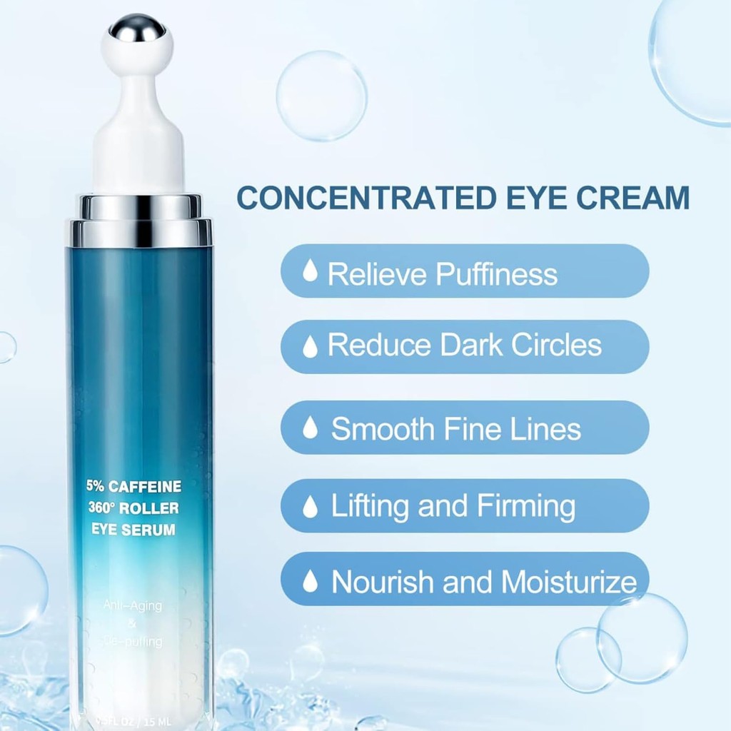 Caffeine Eye Cream for Dark Circles - เซรั่มบํารุงรอบดวงตาสําหรับความหมองคล้ําและอาการบวม - Caffeine