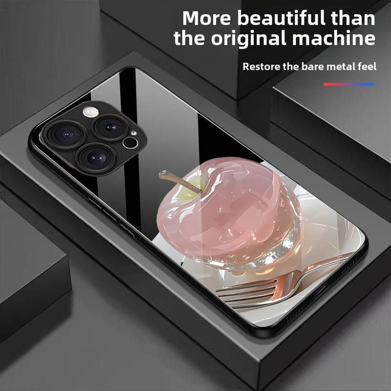 3 In1 คริสตัลสีชมพู Apple สําหรับ Xiaomi poco C71 C75 X7 X3 F3 Anti-knock Tempered Class Case