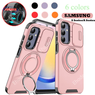 SAMSUNG สําหรับSamsung Galaxy S26 S25 Ultra S24 หรูหราแม่เหล็กกันกระแทกPush WindowสําหรับS26Ultra S26Plus S26 + S25Ultra S24Ultra A06 A17 A07 tandผู้ถือป้องกันกลับกรณี