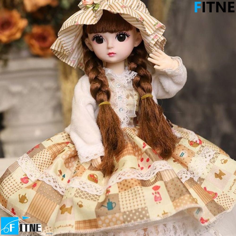 FITNE ตุ๊กตาข้อต่อที่สามารถเคลื่อนย้าย 30 ซม., ตุ๊กตาเด็กพลาสติก Girl Dress Up ของเล่น, ความปลอดภัยที่สวยงาม 3D แต่งหน้าตุ๊กตาเพลงเจ้าหญิงของเล่นเด็ก