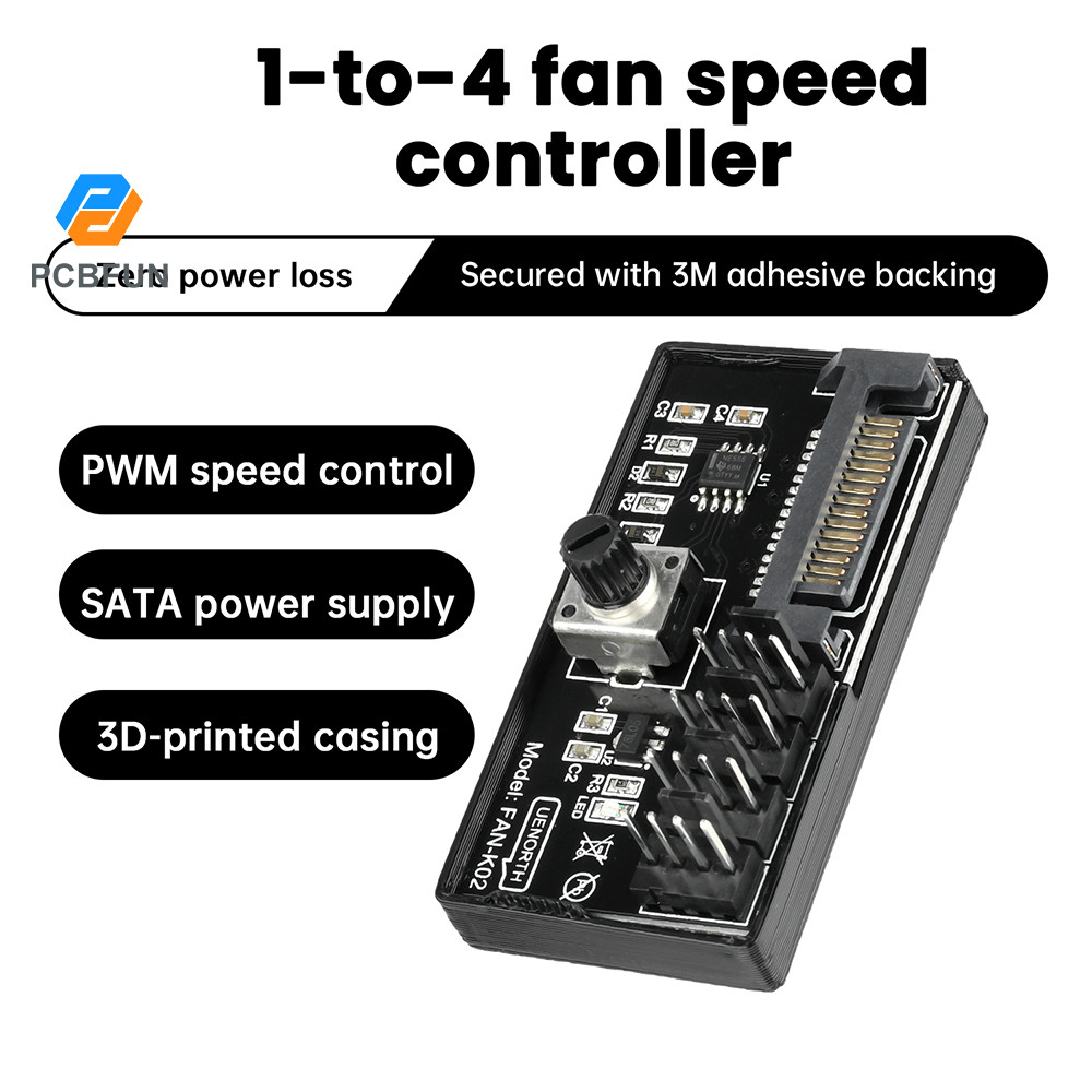 Pcbfun พัดลมคอมพิวเตอร์สี่สายตัวควบคุมความเร็ว PWM ตัวควบคุมฮับกําลังสูง 60W