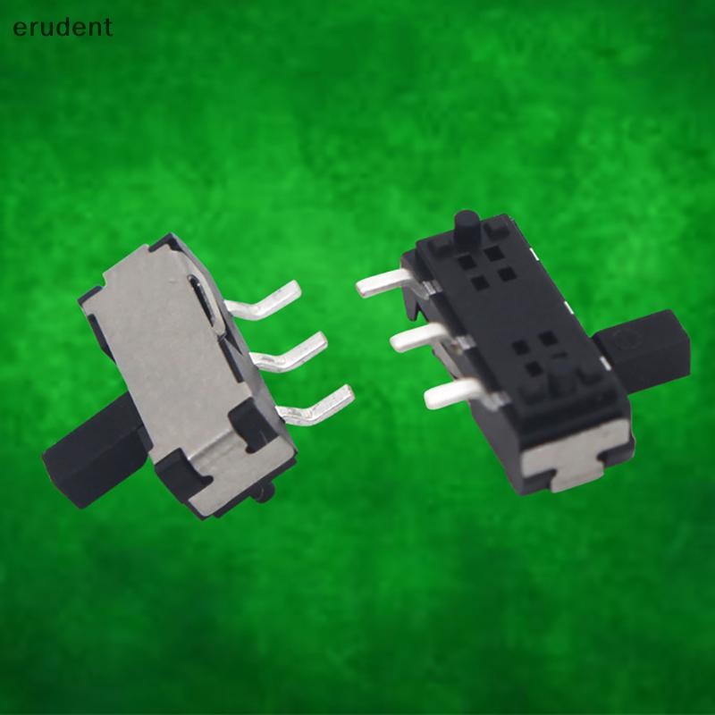 Erudent 10 ชิ้น 3 ขา Mini Slide Switch On-OFF 2 ตําแหน่ง Micro Slide Toggle Switch สวิตช์สไลด์แนวนอน