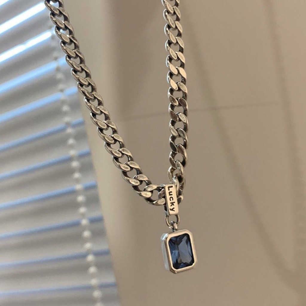 S925 เงินสเตอร์ลิงเปอร์เซีย Bay Sea Blue Zircon Lucky Premium เสื้อกันหนาวสร้อยคอผู้หญิง Niche Desig