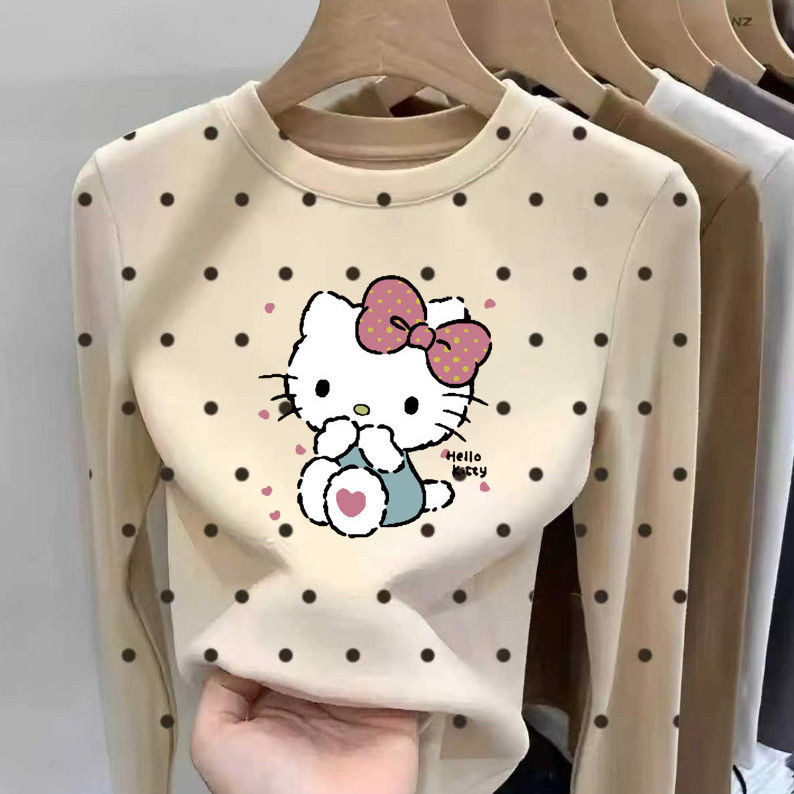 ฤดูใบไม้ร่วงฤดูหนาวสาวเยอรมันกํามะหยี่ท็อปส์เด็กเสื้อผ้าเด็กกลางเด็กใหญ่ท็อปส์แฟชั่นลายจุดแขนยาวเสื้อยืดเสื้อคอกลม