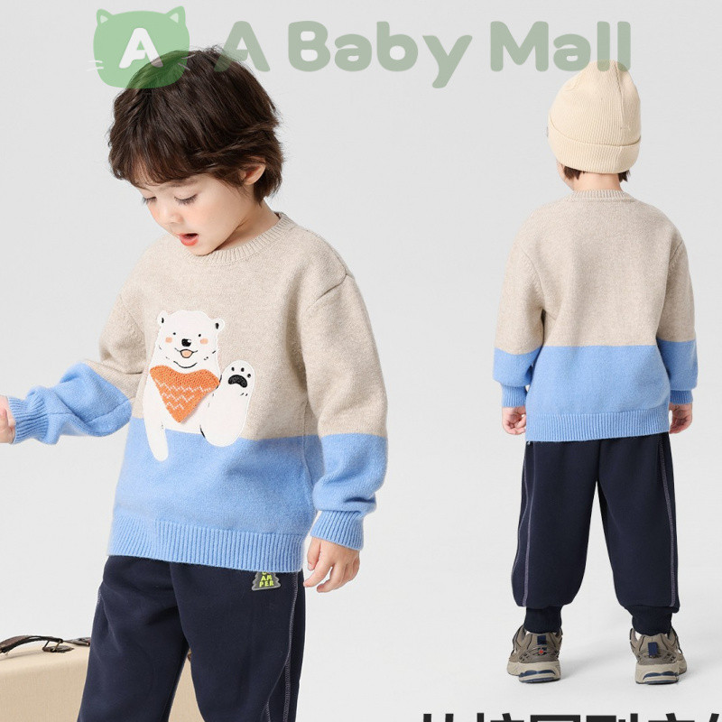 เสื้อสเวตเตอร์ถักสำหรับเด็กชายฤดูหนาว รูปแบบใหม่ สวมใส่สบาย