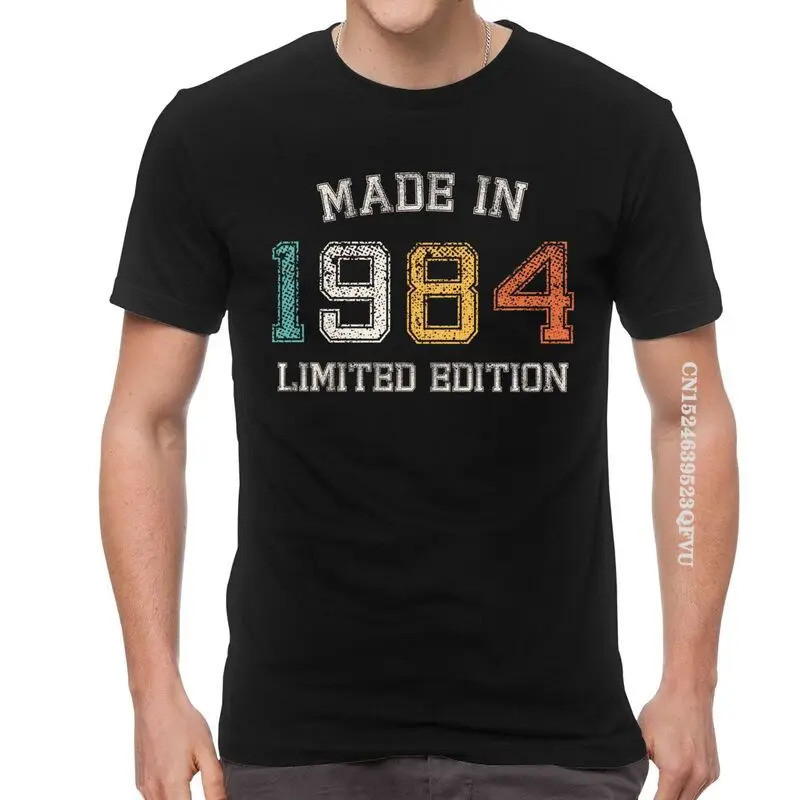 เสื้อยืดผู้ชาย เกิดในปี 1984 เสื้อยืดสตรีทแวร์ชายผลิตในเกิดปี1984เสื้อยืดผู้ชายอีโมเสื้อขนาดใหญ่เสื้