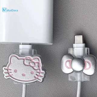 USB ป้องกันสายไฟ เคสป้องกัน เคสป้องกันที่ชาร์จคิตตี้ เหมาะสำหรับสายเคเบิลข้อมูล IP/Type-C แบบใส Android