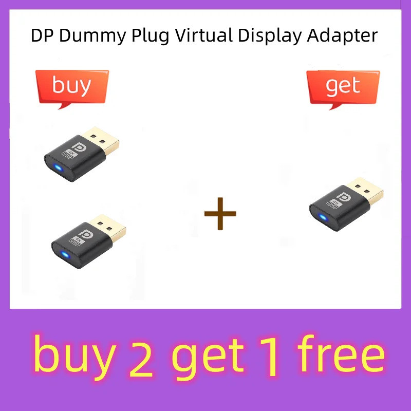 DP Dummy Plug Virtual Display Adapter EDID Headless Emulator 4K DP Displayport Virtual Display อุปกร