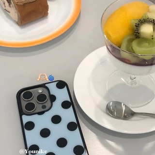 สีดําสีฟ้า Polka Dot เคสโทรศัพท์ Drop-Resistant สําหรับ iPhone 16 Promax 15 Promax 11 12 13 14plus 15plus 16e 16plus 16pro 15pro