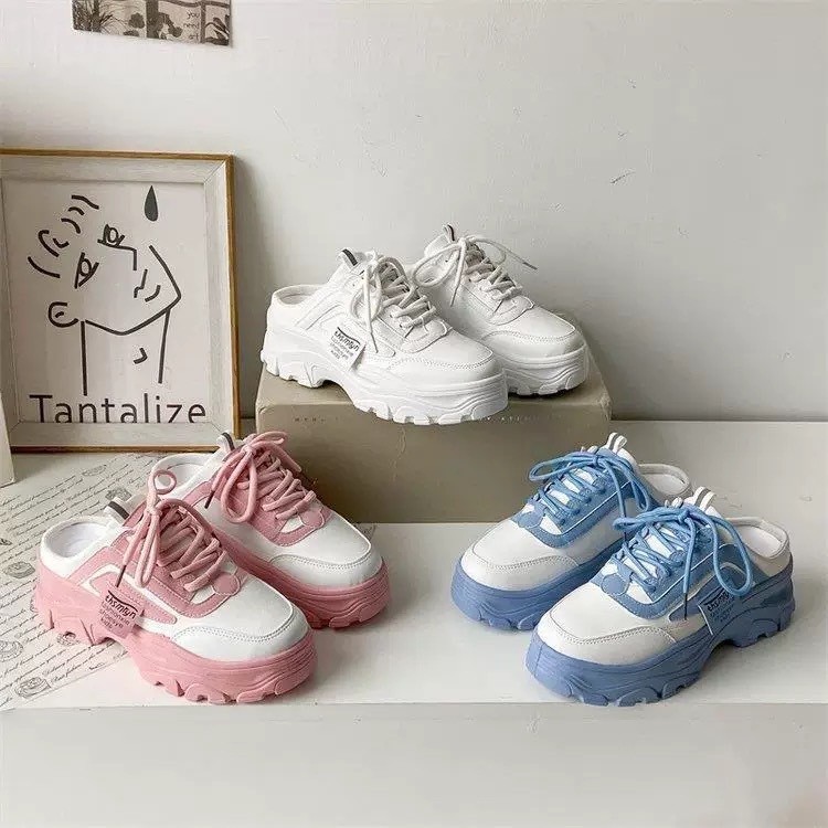 SUNBALEE 🦄 SNZ รองเท้าผ้าใบแฟชั่น sneaker รองเท้าเปิดส้น แบบผูกเชือก สไตล์เกาหลี สำหรับผู้หญิง สินค้าพร้อมส่ง