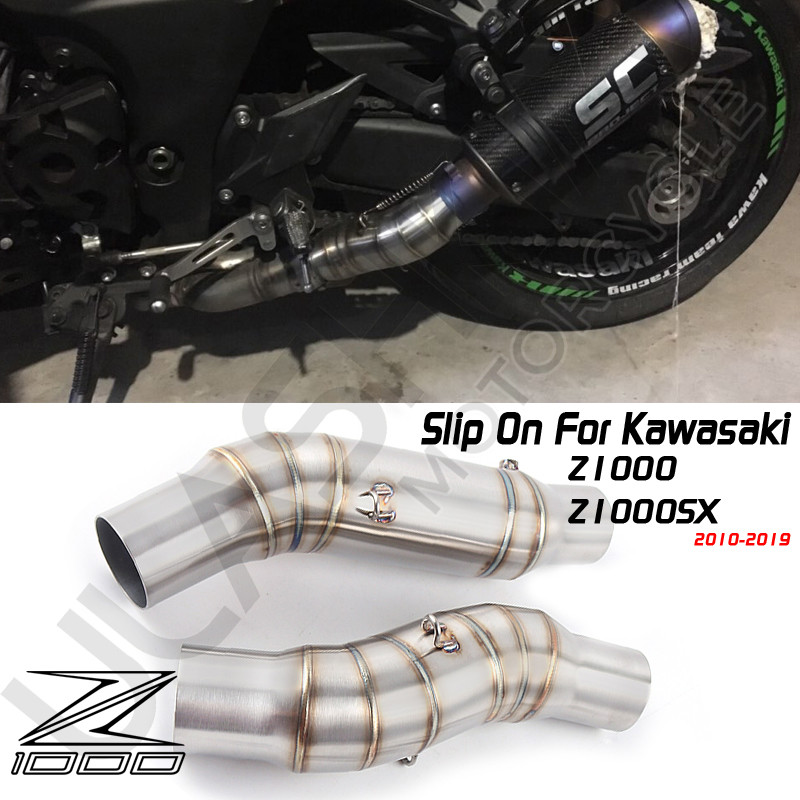 ขายร้อนเหมาะสําหรับ ไม่นะ1000 z1000ท่อไอเสียส่วนกลางสไลด์ประเภทรถจักรยานยนต์ไอเสียกลางลิงค์ท่อ