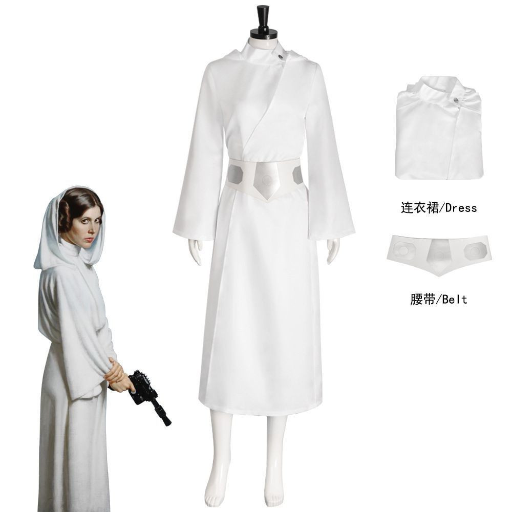 Star Wars Leia Organa คอสเพลย์ชุดยาวสีขาว - เหมาะสําหรับวันฮาโลวีน MNN9
