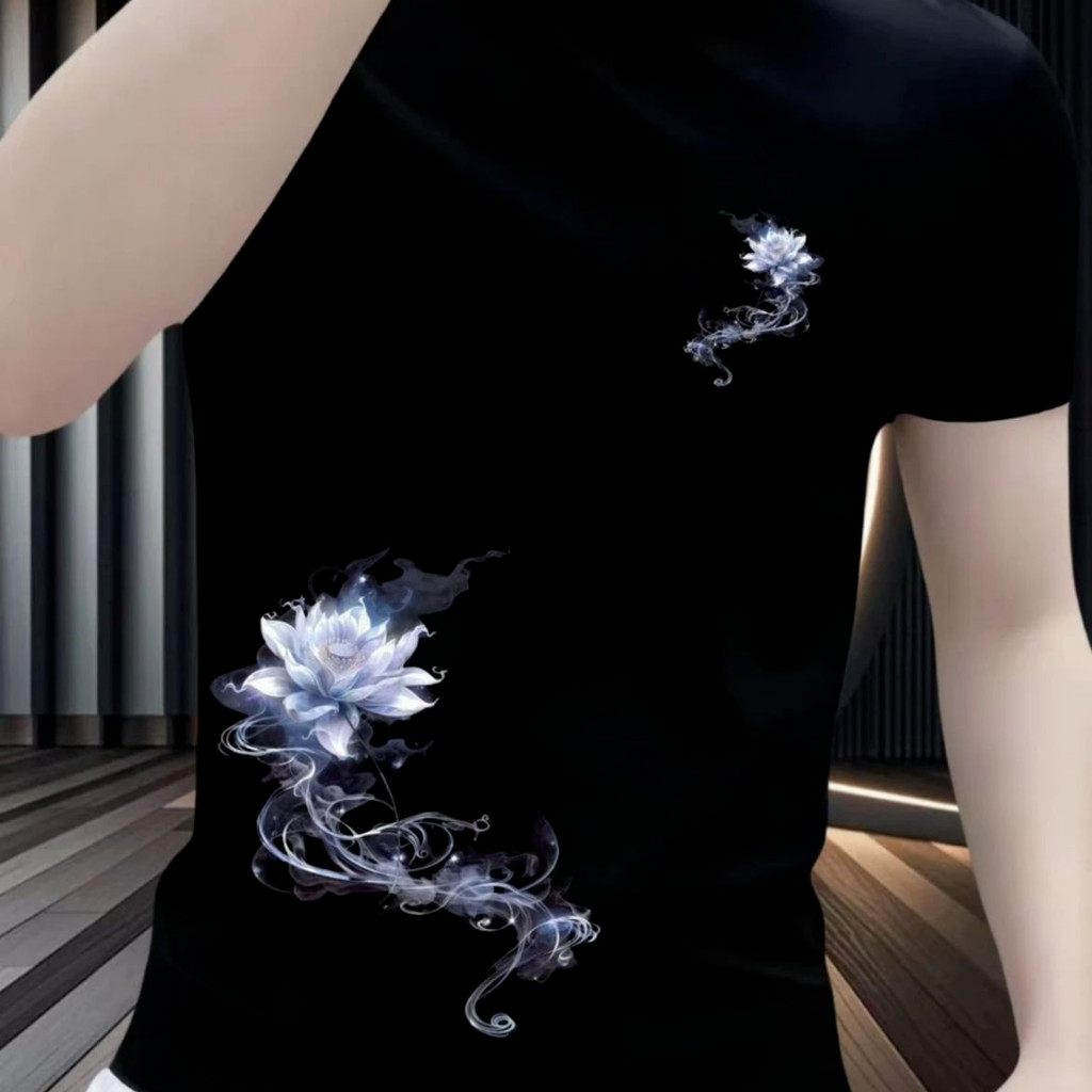 2024 ผู้ชายสไตล์จีนรอบคอ 23 ขนาดใหญ่ผู้ชายแขนสั้น newCOD2025 Street สวมใส่บางสไตล์ Quick-Drying เสื้