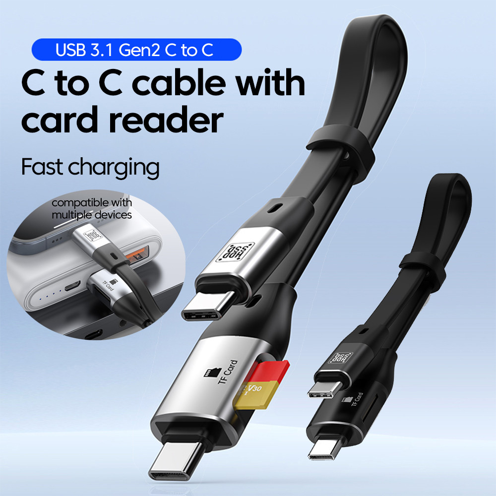 Twitch USB 3.1 Gen2 ความเร็วสูง Type C ถึง Type C สายชาร์จเร็วพร้อม TF Card Reader อะแดปเตอร์ OTG สําหรับโทรศัพท์มือถือ Power Bank สาย