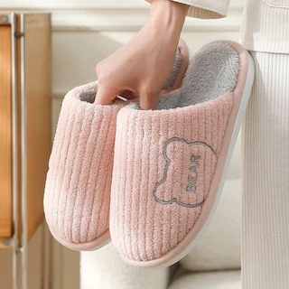 SY SHOP899 รองเท้าใส่ในบ้าน รองเท้าผ้ากำมะหยี่ (ลาย BEAR ) พื้นยาง กันลื่น แนะนำเพิ่ม1ไซส์