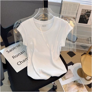 Hotgirl พร้อมส่ง เสื้อแฟชั่น เสื้อยืดผู้หญิง แขนสั้นสไตล์เกาหลี น่ารัก เบสิก สีพื้น หลายสี ทรงสลิมฟิตอินเทรนด์
