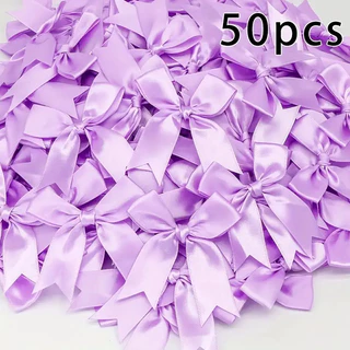 50ชิ้น/ถุงซาตินริบบิ้นสีชมพูโบว์ตกแต่งขนาดเล็กกุทัณฑ์ของขวัญโบว์โบว์วันเกิด ทําเอง พรรคตกแต่ง