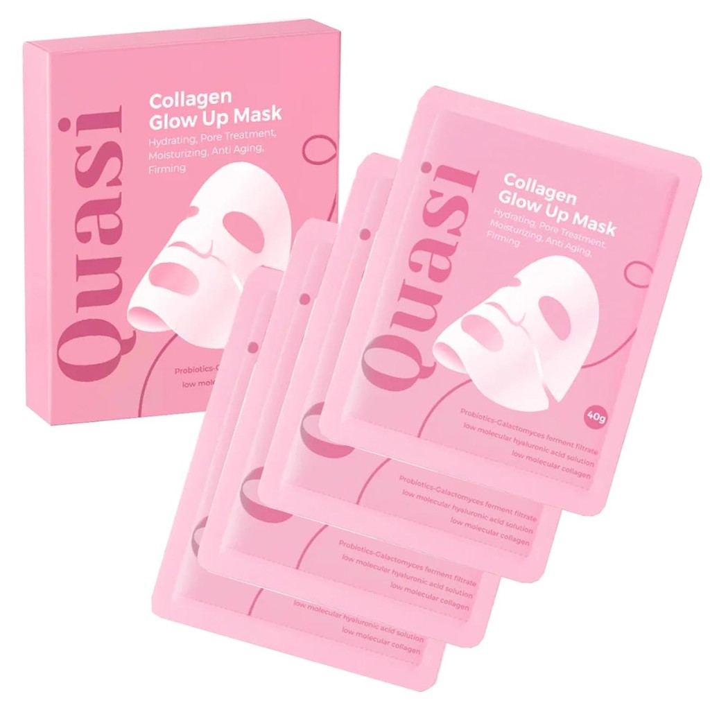 Quasi Collagen Glow Up Mask 2.0, Quasi Bio Collagen Face Mask, Firm Skin Deep Hydrating Masks for Wr