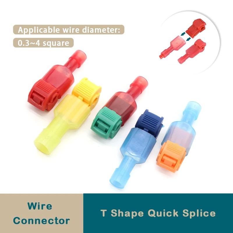 10 ~ 50 ชุด T รูปร่าง Quick Splice ขั้วต่อสายไฟ Crimp Terminals บล็อกล็อคสําหรับ Sq 0.5-4 มม.22-17AW