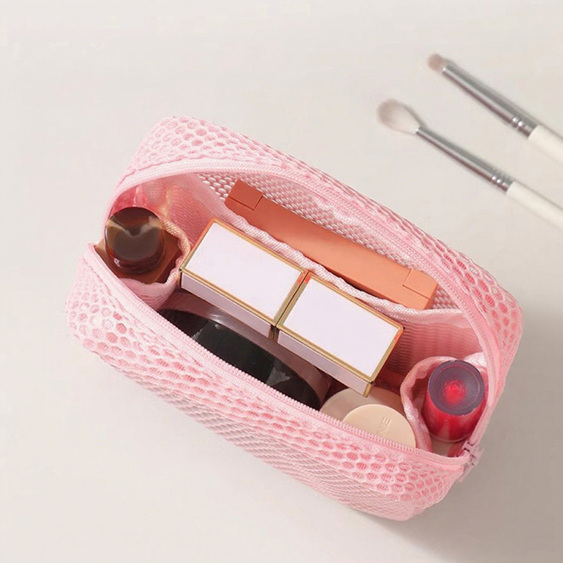 YDMY Colorfu น่ารักตาข่ายกระเป๋าเครื่องสําอางผู้หญิงหูฟังแบบพกพาลิปสติกผ้าอนามัยถุงเก็บแต่งหน้าขนาดเล็กกระเป๋าซิปสุภาพสตรีมินิกระเป๋าเงินเหรียญ - รูปที่ 5