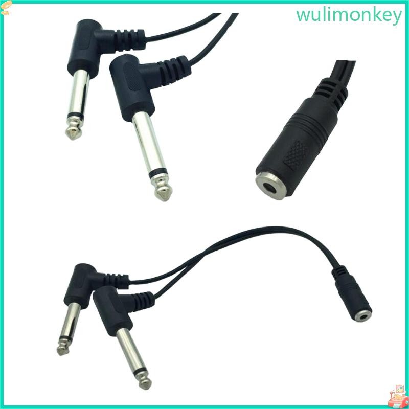 WU TRS Stereo 3 5mm Female to Dual 6 35mm Male Plug Mono TS สายมุมขวา