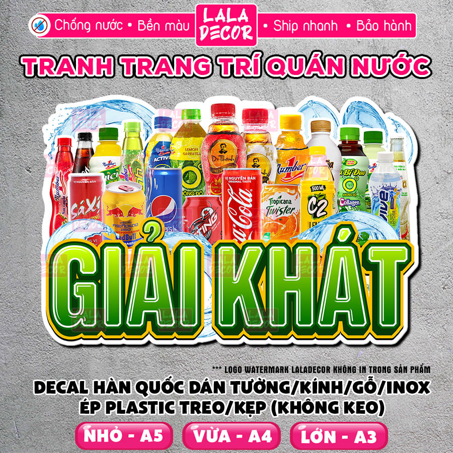 กันน้ํา Refreshment สติ๊กเกอร์ติดผนัง Pre-กาว เครื่องดื่มรูปลอก/เคลือบพลาสติก, รูปลอกตกแต่งร้านค้า F44-24