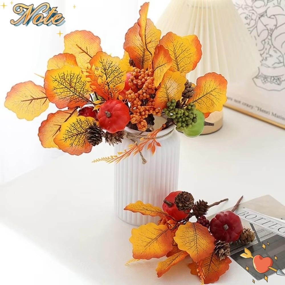 NOTEE Pumpkin Maple Leaf Decor, Flannelette Pumpkin Berry Branches, Harvest Autumn Home ประดิษฐ์ Map
