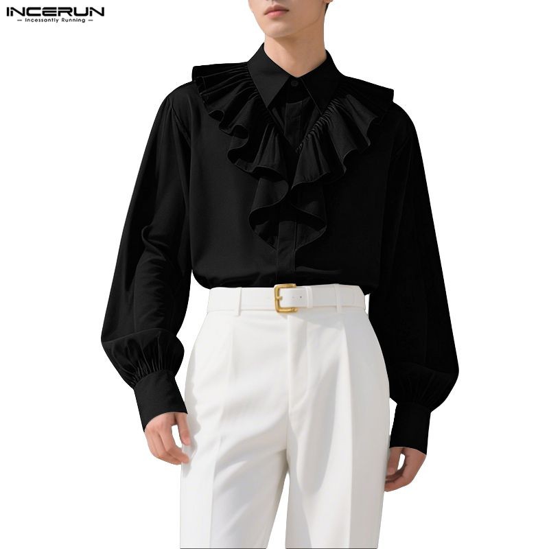 เสื้อเชิ้ตแขนยาวชาย ดีไซน์ระบายสำหรับความสะดวกสบาย
