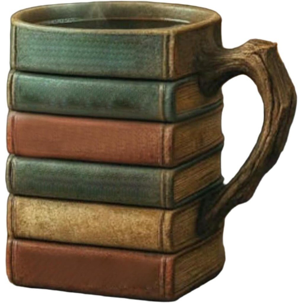 Générique Book แก้วกาแฟ 3D Design เครื่องดื่มถ้วย 14.5x10.5x12.8 ซม./5.71x4.13x4.66 นิ้ว 350ml Cerac