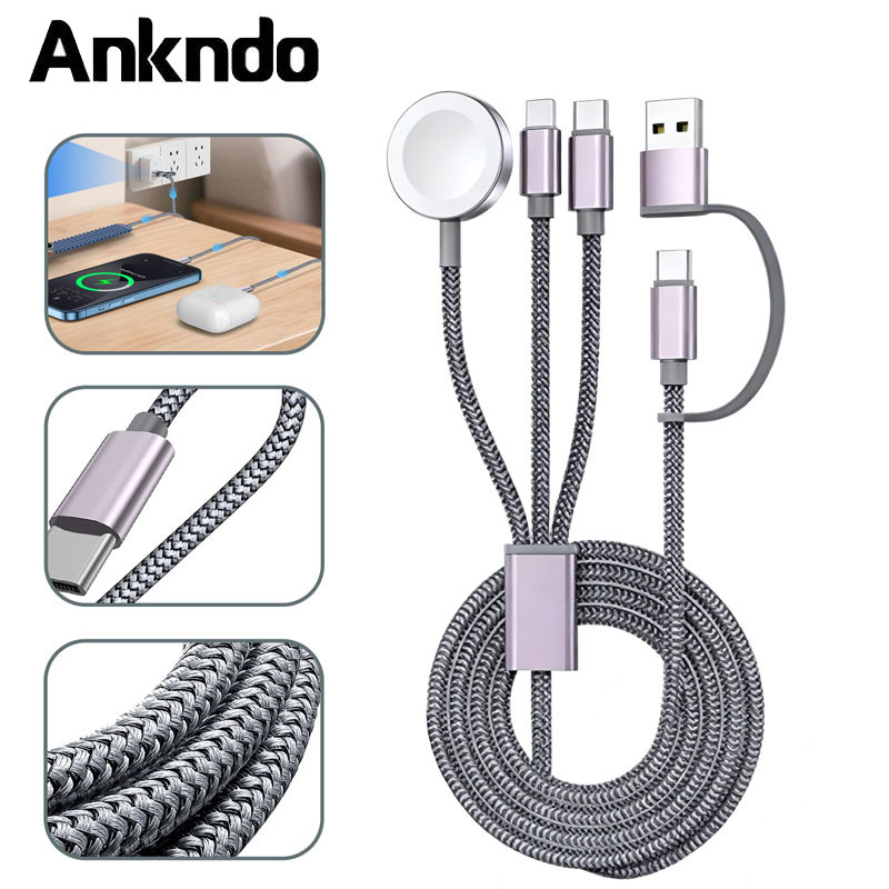 3 in 2 Multi สายชาร์จสําหรับ i(Watch) i/-Phone Charger USB Type-C Fast สายชาร์จคุณภาพสูง Air/-pods i