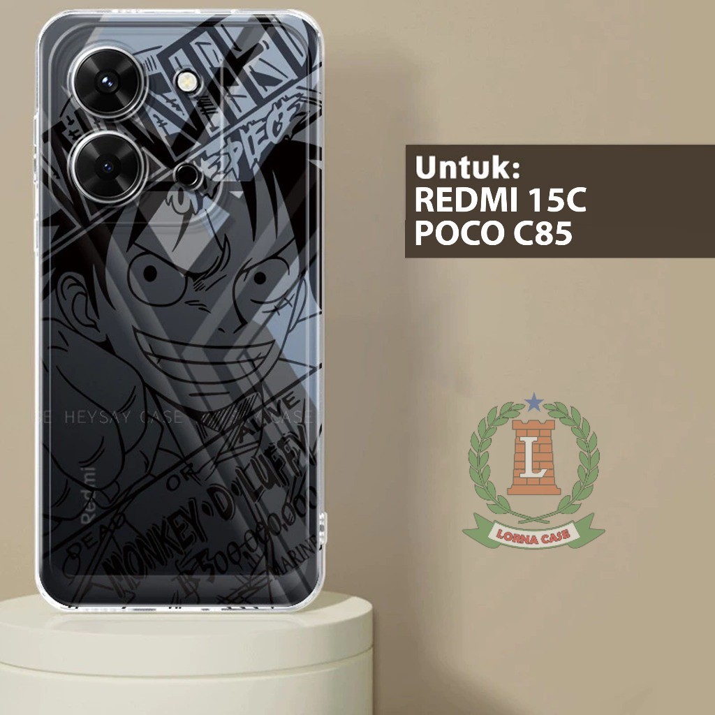 พรีเมี่ยม GLOSSY CLEARCASE เข็มทิศนุ่มสําหรับ REDMI 15C และ POCO C85 4G / 5G MOTIF PNG-ONEPIECE-2