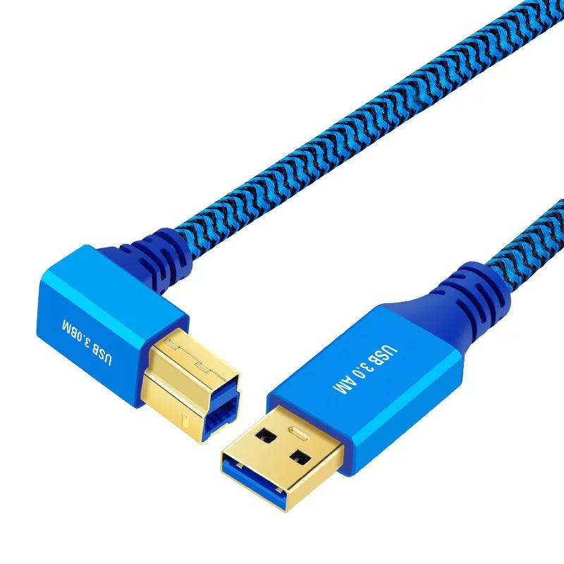 USB 3.0 A ชาย B ชาย 90 องศามุมขวาเครื่องพิมพ์สาย USB3.0 ประเภท A ถึง USB Type B ชายสาย 0.5 M 1 M 2 M