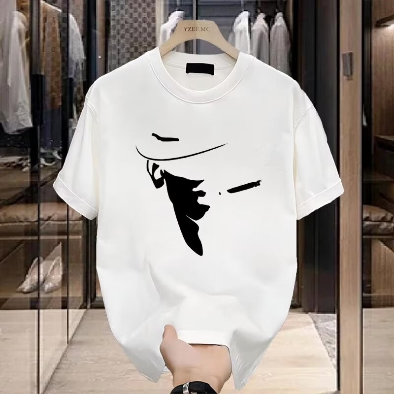 2025 NEW 2025C6033 Long-staple Cotton 230g Black White S-5XL P17new23 B9HV