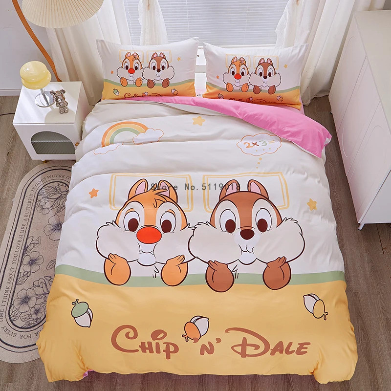 ชุดเครื่องนอนลาย Pluto Chip และ Dale สำหรับเด็ก ประกอบด้วยผ้าห่มและปลอกหมอน