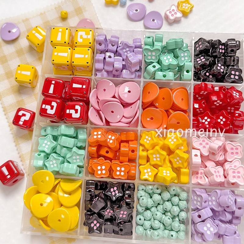 โดปามีน สีการ์ตูน ลูกปัดปุ่มดาว สายคล้องโทรศัพท์ DIY