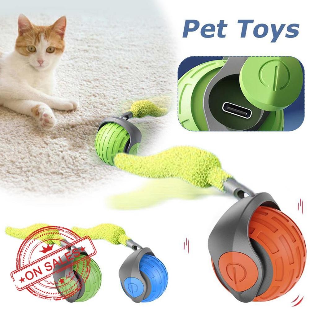 Interactive ของเล่นแมว Ball พร้อม Cat Teaser สําหรับแมวในร่ม Fast Rolling บนพรม Chirping & P0i5