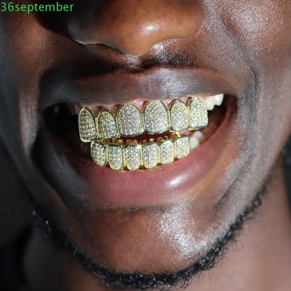 ชุดฟัน Grillz สไตล์ฮิปฮอป ดีไซน์เพชรสังเคราะห์ พร้อมใช้งานง่าย เป็นของขวัญพิเศษ