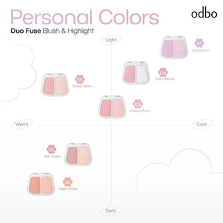 odbo Duo Fuse Blush & Highlight บลัชออน & ไฮไลท์เตอร์ เนื้อละเอียด เนียนนุ่ม (OD1333)
