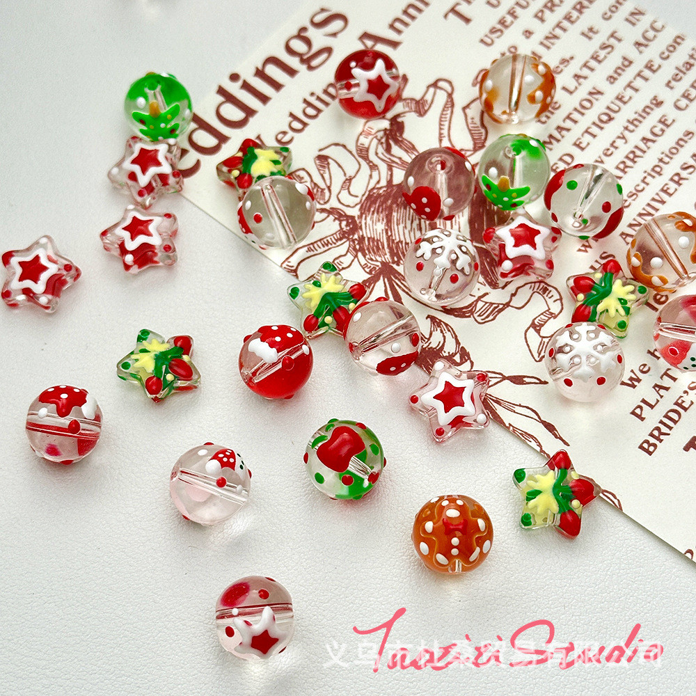 ชุดของขวัญคริสต์มาส ออริจินอลแฮนด์เมดบีADS สีแก้วสวยงาม เครื่องประดับบีADSสำหรับสร้อยข้อมือและสร้อยค