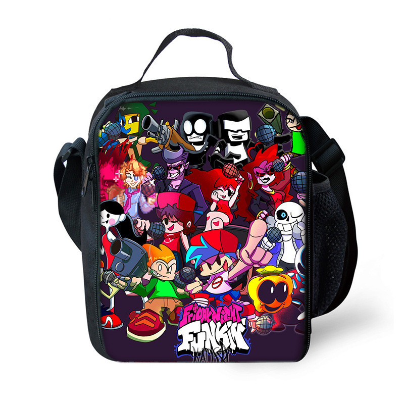 2021 สไตล์ใหม่ Friday Night Funkin กล่องอาหารกลางวันนักเรียนชั้นประถมศึกษากล่องอาหารกลางวันถุงน้ําแข