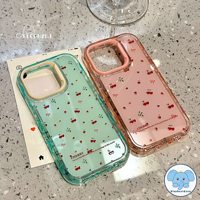เคสไอโฟน15 11 16 16E สำหรับIPhone 13 14 12 16 15 11 Pro Max 14 16 15 Plus เชอร์รี่โบว์รักหัวใจเจลลี่หนังพื้นผิว