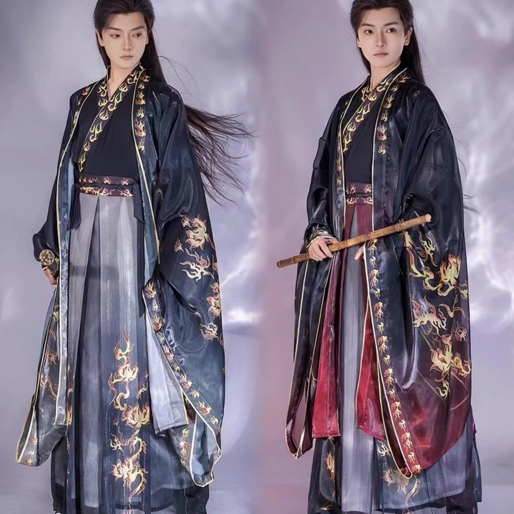 Hanfu ยูลิงสำหรับผู้ชาย แบบจิน คอขวางเอวยาว แขนกว้าง สไตล์หวEIF ให้เช่า รหัส 101NHF1