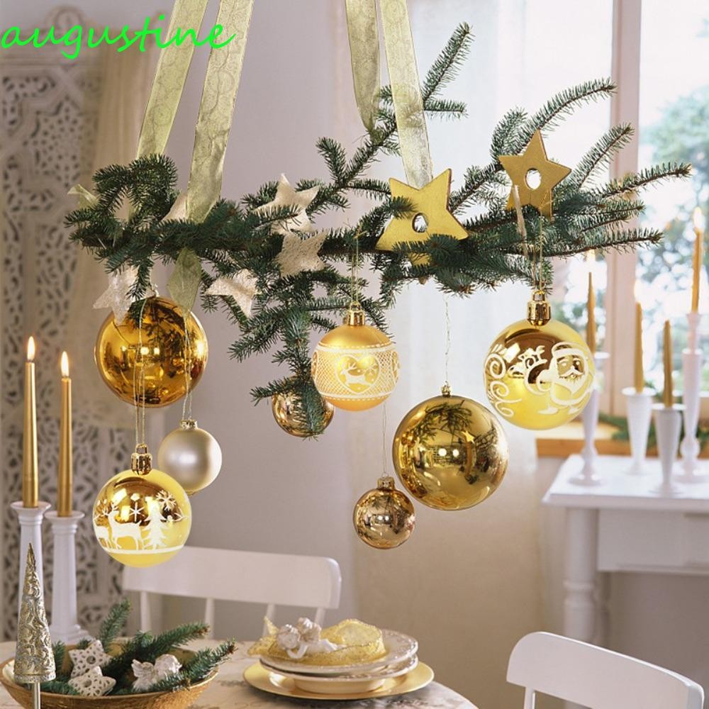 AUGUSTINE 9 ชิ้น Xmas Tree แขวนเครื่องประดับ, พลาสติก 6 ซม.แขวน Bauble เครื่องประดับ, จี้ Electropla