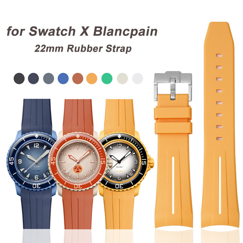 22 มม.สายยางสําหรับ Swatch X Blancpain ห้า Oceans Series สําหรับห้าสิบ Fathoms ผู้ชายผู้หญิงกันน้ํา 