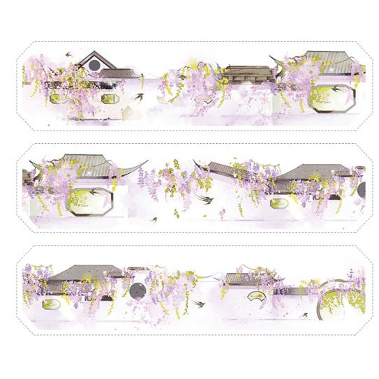 666 Sub-Packing Shalestone ชุด Washi Tape Yokai Chichang Pei Guanhua Notes Wisteria ชายคา Guanghan P