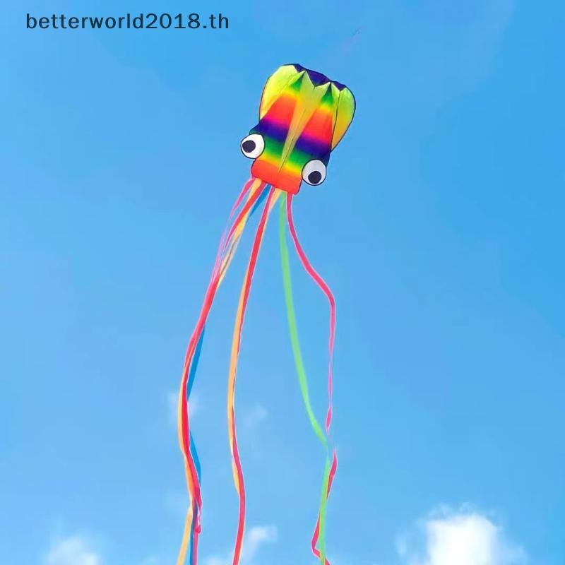 [bet] 1 ชุดยักษ์ Soft Kites สําหรับผู้ใหญ่ของเล่นกลางแจ้งสายรุ้งสี 3D Octopus Soft Kite 4m Giant Kit